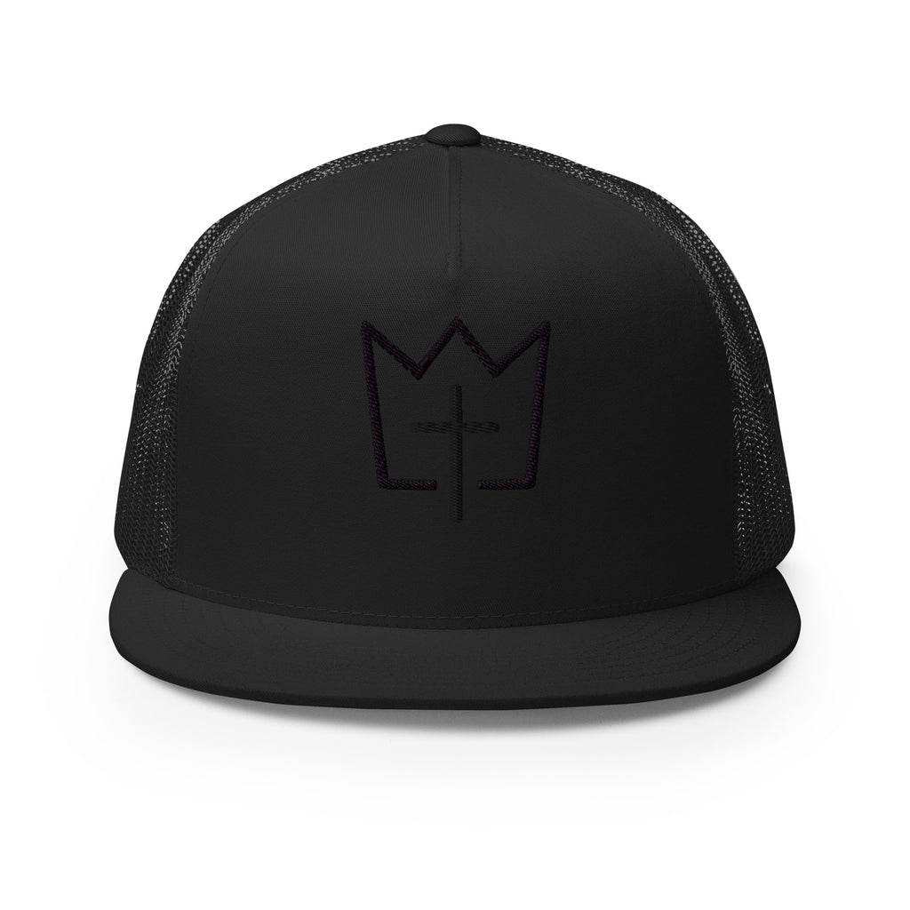 Christ is King Trucker Hat in Black - Front View