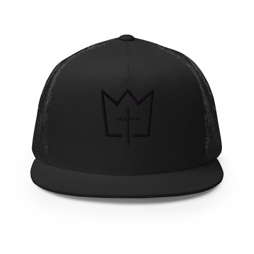 Christ is King Trucker Hat in Black - Front View
